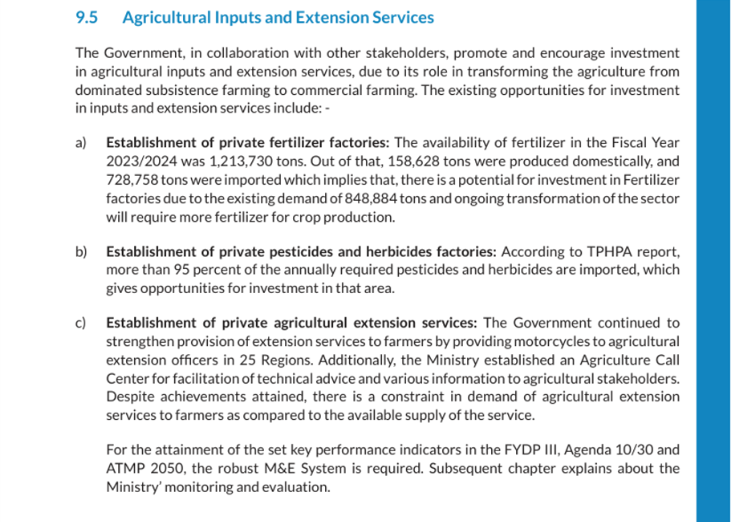 Tanzania Ministry of Agriculture article preview